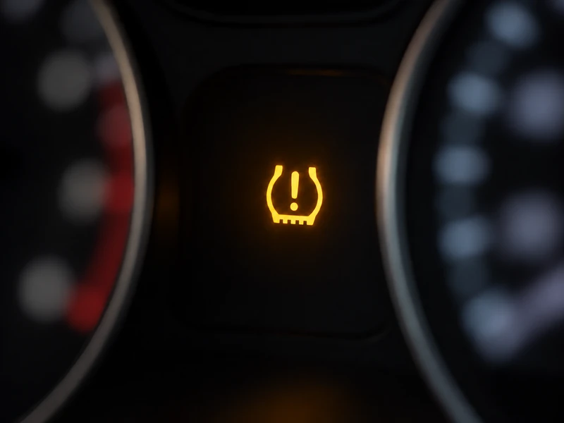 An amber tire pressure warning light remaining illuminated on a car instrument cluster