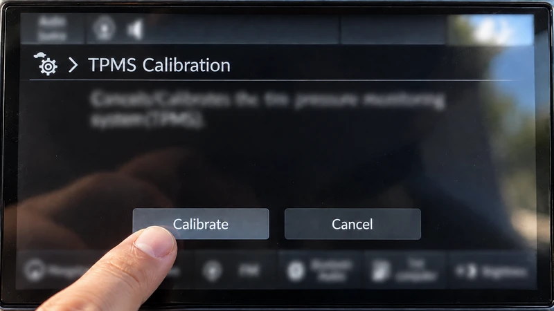 The TPMS Calibration option in a Honda infotainment settings menu