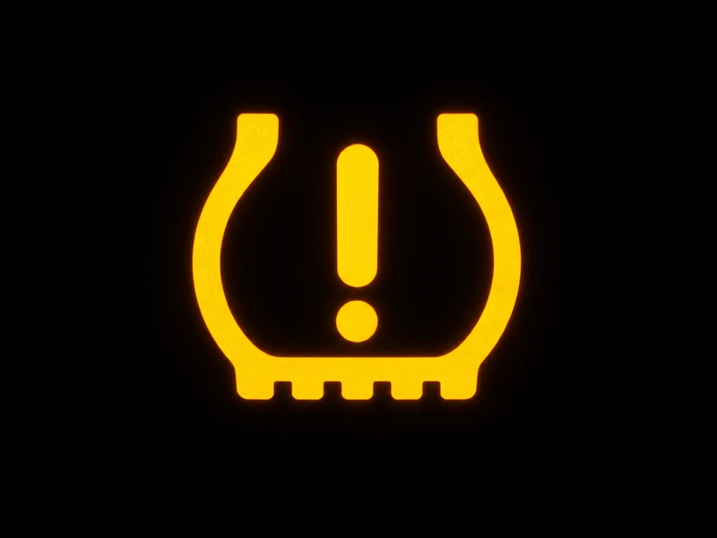 Close-up of the TPMS dashboard icon — tire cross-section shape with exclamation mark