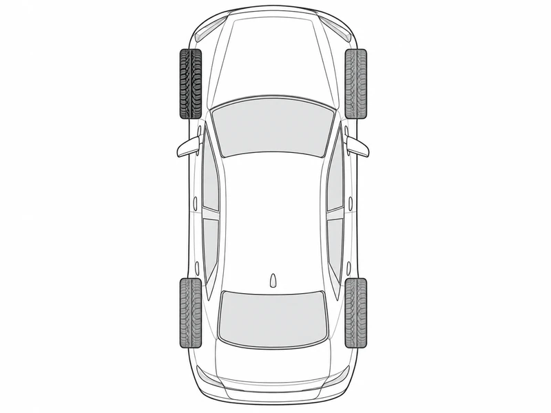 Diagram comparing four tires on an AWD vehicle, with one new tire at full tread depth mismatched against three worn tires